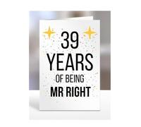 39th Wedding Anniversary Card, of being Mr Right, Gifts for Husband, Boyfriend, Fiance, Couple, Ideas, Men, Him, Male, Presents for Christmas, 39 years, A5-176b_39