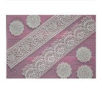 39x20cm Rose Flower Impression Lace Silicone Mold, Cake Lace Mat, Wedding Fondant Cake Decorating Tools