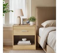 (39x28x41cm, Straw Yellow) Bedside Table with Drawer, Handle, Open Compartment, for Bedroom, Living Room