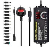 3A 72W Universal Power Supply Adapter: Adjustable Variable AC/DC Adapter Charger 100V-240V AC to DC 3V~24V Converter with LED Voltage Display 14 Tips and Polarity Converter for Electronics (Black)