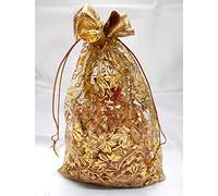 3A FEATURETAIL Net Fabric Drawstring Pouch (Gold, 25 x 18 cm) - Pack of 25