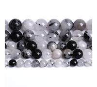 3A Natural Black Quartz Rutilated Beads Round Loose Beads for Jewelry Making DIY Bracelet 32pcs 12mm Crystal Energy Healing Power Stone