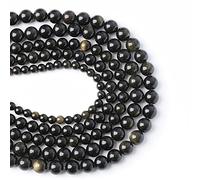 3A Natural Gold Obsidian Gemstone Beads Energy Healing Power Stones Round Loose Beads for Jewelry Making, DIY Bracelet Necklace 10mm 38pcs