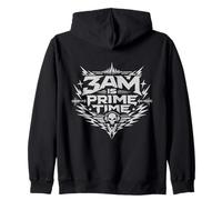 3AM Is Prime Time Rave Skull Headphones Techno Design Art Zip Hoodie