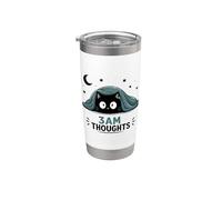 3AM Thoughts Anxious Cat Midnight Insomnia Humor Stainless Steel Insulated Tumbler