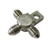 3AN Male Brake Tee Block with Mount Tab Durable Reliable | Stainless steel construction,3AN male threads,tee block with mount tab,connects brake lines,durable and reliable