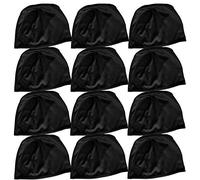 3asyglide 12 Pack Polyester Swimming caps for Polyester Fabric Adult Junior Kids childen Swim hat (Black, Adult)