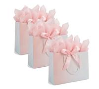 3Bagbluepink 3 pcs gift bags bulk, Large Gift Bag with Handles & Ribbon 3 Tissue Papers, Luxury Bag for Anniversary Birthday Wedding Christmas Holiday Presents