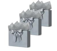 3Baggrey 3 pcs gift bags bulk, Large Gift Bag with Handles & Ribbon 3 Tissue Papers, Luxury Bag for Anniversary Birthday Wedding Christmas Holiday Presents