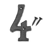 3''Black Cast Iron House & Door Numbers 0-9, Door Numbers with Antique Finish,Rustic Address Number Screw On For Doors And Gates(Number 4)