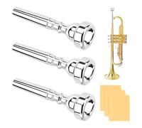 3C/5C/7C Trumpet Mouthpiece Set, Professional Trumpet Mouthpiece Replacement Parts Trumpet Tone Gift with Cleaning Cloth, Musical Instruments Accessories for Beginners(Yellow+Silver)
