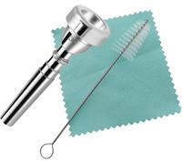 3C Trumpet Mouthpiece Set, Silver Plated Brass, Beginner to Pro, Durable & Reliable, with Cleaning Brush & Silver Polishing Cloth (Silver, 3C)