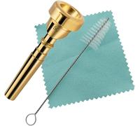 3C Trumpet Mouthpiece Set, Silver Plated Brass, Beginner to Pro, Durable & Reliable, with Cleaning Brush & Silver Polishing Cloth (Gold, 5C)