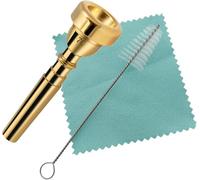 3C Trumpet Mouthpiece Set, Silver Plated Brass, Beginner to Pro, Durable & Reliable, with Cleaning Brush & Silver Polishing Cloth (Gold, 7C)
