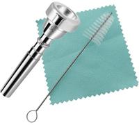 3C Trumpet Mouthpiece Set, Silver Plated Brass, Beginner to Pro, Durable & Reliable, with Cleaning Brush & Silver Polishing Cloth (Silver, 5C)