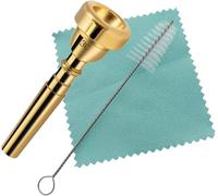 3C Trumpet Mouthpiece Set, Silver Plated Brass, Beginner to Pro, Durable & Reliable, with Cleaning Brush & Silver Polishing Cloth (Gold, 3C)