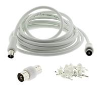 3C2V TV Coaxial Cable 15M - Nickel Plated RF Coax Extension Lead for Freesat, Aerial Socket, Freeview, Sat,DVD,VCR,SKY, Smart U-HD TV, Virgin, BT, Antenna Box, Y Splitter, Signal Booster 15 Meter