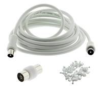3C2V TV Coaxial Cable 2M - Nickel Plated RF Coax Extension Lead for Freesat, Aerial Socket, Freeview, Sat,DVD,VCR,SKY, Smart U-HD TV, Virgin, BT, Antenna Box, Y Splitter, Signal Booster 2.0 Meter