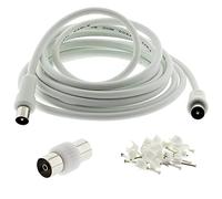 3C2V TV Coaxial Cable 7.5M - Nickel Plated RF Coax Extension Lead for Freesat, Aerial Socket, Freeview, Sat,DVD,VCR,SKY, Smart U-HD TV, Virgin, BT, Antenna Box, Y Splitter, Signal Booster (7.5 Meter)