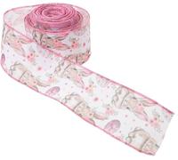 3cm Easter Cartoon Rabbit Fabric Ribbon 10 Yards for Wrapping Floral Arrangements and Party Decorations Clever