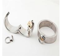 3cm High Stainless Steel Metal BDSM Wrist Cuffs Hand Cuffs, 1 Pair Approx. 750g Heavy Restraints Handcuffs Lockable SM Handcuffs Sex Tools for Couples(Oval,Frau)