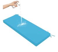 3cm Thick Seat Cushion Seat Pad, Outdoor Bench Cushion Foam Bench Cushion Waterproof Corner Bench Porch Swing Cushion with Ties for Garden Furniture,medium blue,130X45X3CM