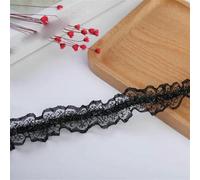 3CM Wide White Black Mesh Elastic Lace Ruffle Trim Embroidered Ribbon Clothes Hemline Dresses Collar Sewing DIY Apparel Decor-Black