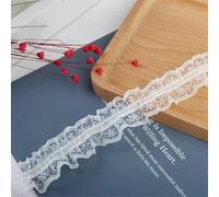 3CM Wide White Black Mesh Elastic Lace Ruffle Trim Embroidered Ribbon Clothes Hemline Dresses Collar Sewing DIY Apparel Decor-White