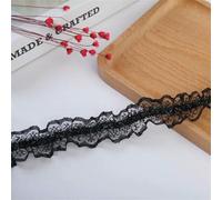 3CM Wide White Black Mesh Elastic Lace Ruffle Trim Embroidered Ribbon Clothes Hemline Dresses Collar Sewing DIY Apparel Decor-Black
