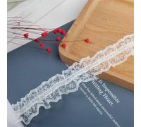 3CM Wide White Black Mesh Elastic Lace Ruffle Trim Embroidered Ribbon Clothes Hemline Dresses Collar Sewing DIY Apparel Decor-White