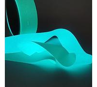 3cm X 5m,Glow In The Dark Tape Non-Adhesive Fluorescent Linen Fabric Washable Luminous Ribbon Party Supplies For DIY Craft Markings Gift Wrapping Party Decor Supplies(Blue-green,1PCS)