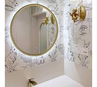 3Color Dimmable Touch Switch Makeup Mirror 31" Round Backlit Wall Mirror with dBeaded e Ele French Decor for Entryway & Living Room