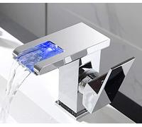 3Color LED Bathroom Kitchen Faucet Single Lever Brass Sink Mixer Tap Chrome Plated Modern Design for Stylish Home & Easy to Install