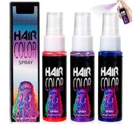 3Color Washable Hair Color Spray - Temporary Vibrant Colored Hair Dye for Kids, For Halloween, Instant Styling Cosplay, Parties & Prom Easy Wash-Out, For Festive Events Red, Blue, Purple
