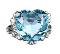 3ct Blue Topaz Natural Birthstone 925 Sterling Silver Simulated Blue Blue Heart Promise Ring for Women, Q, Sterling Silver