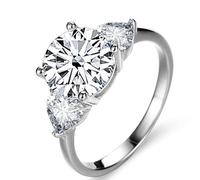 3ct D Color VVS1 Moissanite Engagement Ring for Women 925 Sterling Silver Wedding Band Green/Blue/Pink Diamond with Certificate(White,7)