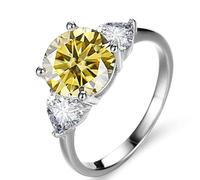 3ct D Color VVS1 Moissanite Engagement Ring for Women 925 Sterling Silver Wedding Band Green/Blue/Pink Diamond with Certificate(Yellow,7)