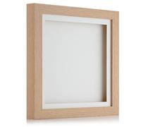 3D 1" Cube Range SQUARE Instagram Deep Box Shadow Frame Memory Box Display Case Medals White Black Oak-8x8 inch-Light Oak