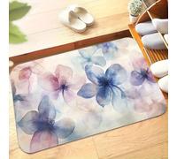 3d 1 Watercolor Floral Bathroom Mat - Non-slip Quick-drying Diatomaceous Earth and Polyester, Super Absorbent, Machine Washable