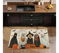 3d 1pc Halloween Non-Slip Door Mat Spooky Dog Mats with Pumpkins Bats Ghosts Carpet for Halloween Party Home oration Rug-40x60cm
