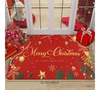 3D 1Pc Merry Christmas Gold Snowflake Red Soft Carpet Entry Doormat, Kitchen, Bathroom Non-slip Mat, Christmas Home Decor Floor Mat-60x90cm