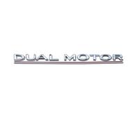 3D ABS DUAL-Motor Letters Logo Car Trunk Badge Decal Compatible with Model 3 Y Emblem Sticker Accessories(Chrome Red)