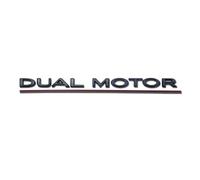 3D ABS DUAL-Motor Letters Logo Car Trunk Badge Decal Compatible with Model 3 Y Emblem Sticker Accessories(Glossy Black Red)