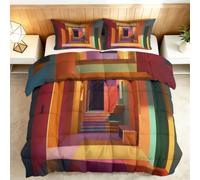 3D Abstract Architecture Coverless Duvet Super King Set 260x220cm, 7.5 Tog Comforter Set with 2 Pillowcases for Teens, Soft Reversible Indoor Hallway Stairs Bed Quilt for All Seasons Bedding