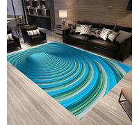 3D Abstract Geometric Texture With Stripes Area Rug Floor Door Mat Carpet Bottomless Hole Optical Illusion Area Rug, Anti-Skid Non-Woven Doormat For For Living Room Bedroom Kitchen 80 X /4748292446656