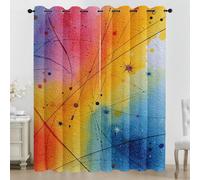 3D Abstract Line Blackout Curtains for Bedroom, Rainbow Gradient Window Drapes Eyelet Thermal Insulated Curtains for Living Room 2 Panels 46 x 54 Inch (W x L)