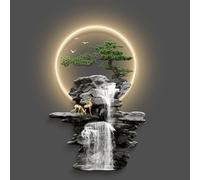 3D Abstract Wall Art Decor, Modern Hanging Painting Sculpture for Living Room, Decorative Wall Mounted Lamp, Oriental Traditional Chinese Landscape Wall Art