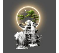 3D Abstract Wall Art Decor, Modern Hanging Painting Sculpture for Living Room, Decorative Wall Mounted Lamp, Oriental Traditional Chinese Landscape Wall Art