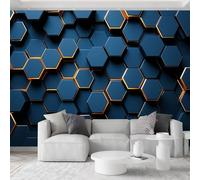 3D Abstract Wall Mural Photo Wallpaper 400W x 280H cm, Geometric Honeycomb Hexagon Wall Art Decor for Living Room Bedroom Children's Room - Light Grey Beige Modern Mural Poster for Office Corridor
