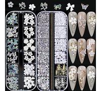 3D Acrylic Butterfly White Flowers Bear Nail Charms Cute Nail Charms Mixed Starry AB Crystal Nail Rhinestones Multi Sizes Crystal Gems Stones for Nail Art DIY Jewelry Accessories Crafting